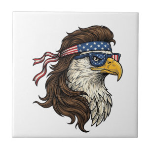 Patriotic Eagle Mullet Vintage Engraving Vector De Tile