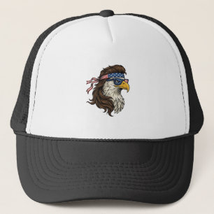 Patriotic Eagle Mullet Vintage Engraving Vector De Trucker Hat