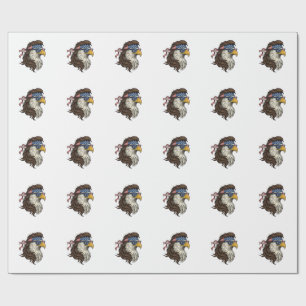 Patriotic Eagle Mullet Vintage Engraving Vector De Wrapping Paper