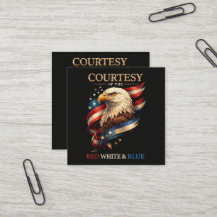 Patriotic Eagle Red White and Blue Vintage Square Business Card