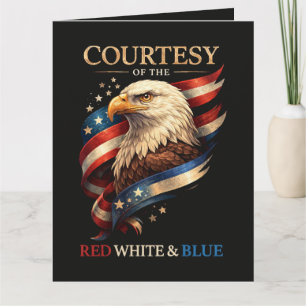 Patriotic Eagle Red White and Blue Vintage Thank You Card
