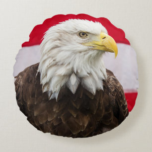 Patriotic Eagle Round Pillow