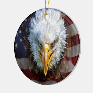 Patriotic Eagle - See Back Ceramic Ornament