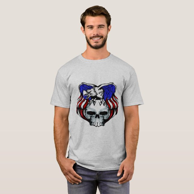 Patriotic Eagle Skull, Customize, T-Shirt (Front Full)
