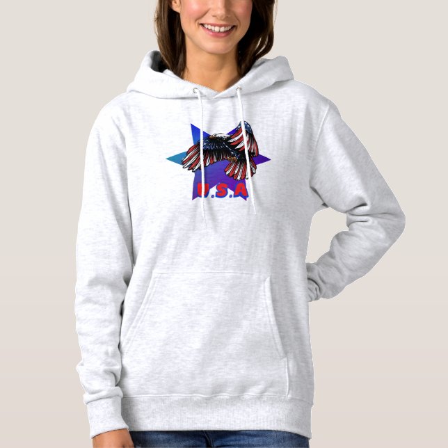 Patriotic Eagle Star Burst Hoodie (Front)