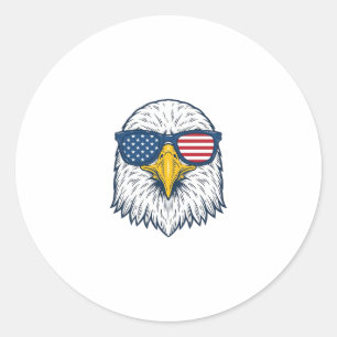 Patriotic Eagle Sunglasses Vintage Vector Design_1 Classic Round Sticker