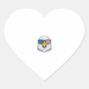 Patriotic Eagle Sunglasses Vintage Vector Design_1 Heart Sticker