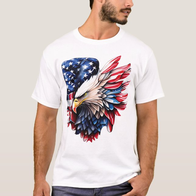 Patriotic Eagle T-Shirt – USA Flag Art for Men, Wo (Front)