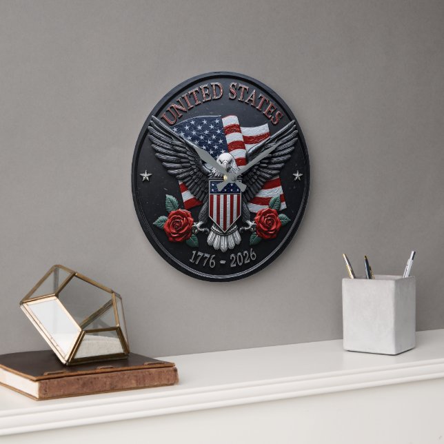 Patriotic Eagle United States Large Clock (Office)