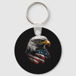 Patriotic Eagle Usa American Flag 4th Of July Men Keychain