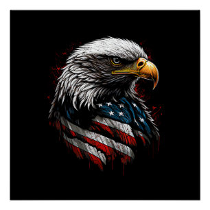 Patriotic Eagle USA American Flag 4th of July Men Poster