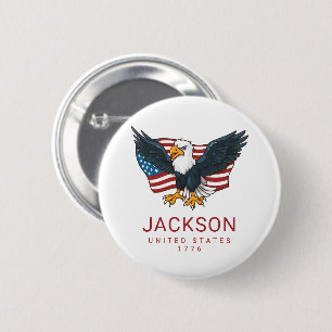 Patriotic Eagle USA American Flag Kids 4th of July 2 Inch Round Button