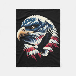 Patriotic Eagle Usa Flag 4th Of July Man Woman Art Fleece Blanket