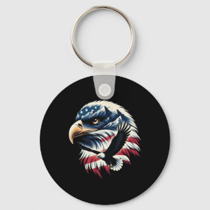 Patriotic Eagle Usa Flag 4th Of July Man Woman Art Keychain