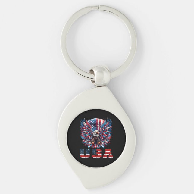 Patriotic Eagle USA Flag Keychain (Front)