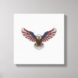 Patriotic Eagle Vintage Engraving Vector Design_1 Canvas Print