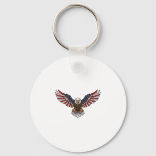 Patriotic Eagle Vintage Engraving Vector Design_1 Keychain