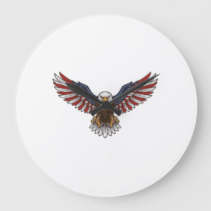 Patriotic Eagle Vintage Engraving Vector Design_1 Large Clock