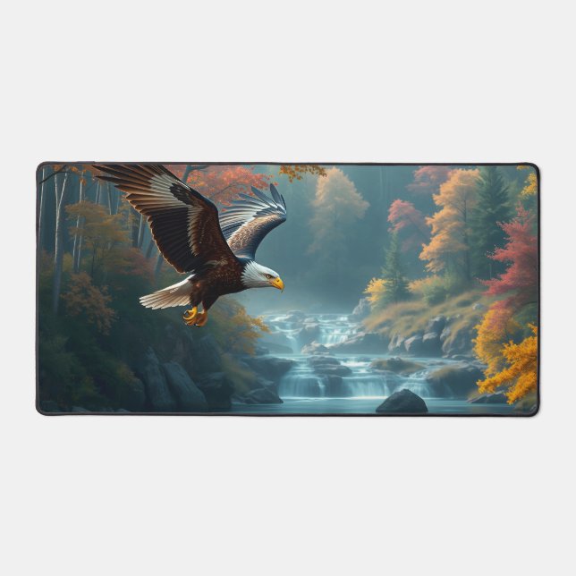 Patriotic Eagle Waterfalls Colorful Autumn Foliage (Recto)