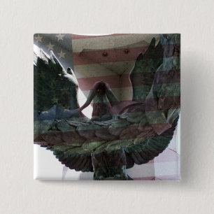 Patriotic Eagle with Flag 2 Inch Square Button
