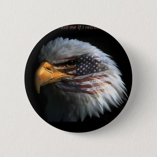 Patriotic Eagle with flag background 2 Inch Round Button (Front)