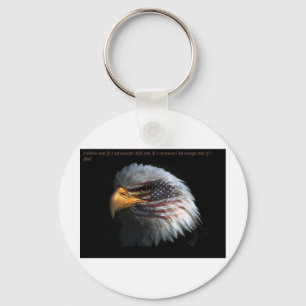 Patriotic Eagle with flag background Keychain
