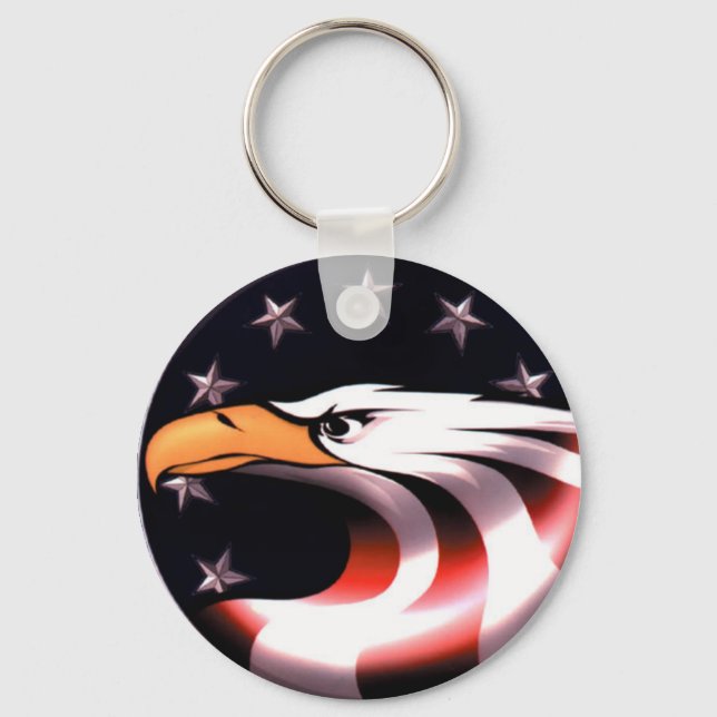 Patriotic Eagle with Stars and Stripes Keychain (Front)