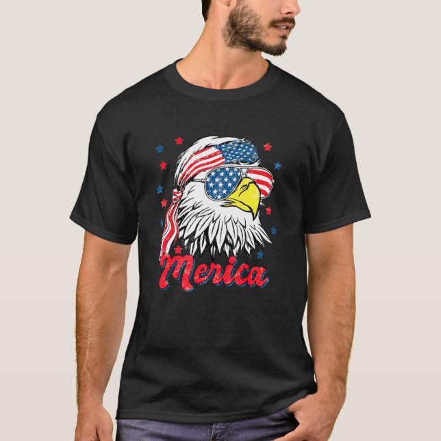 Patriotic Eagle With Sunglasses Merica Mullet Eagl T-Shirt (Front)