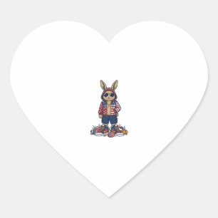 Patriotic Easter Bunny Vintage Vector Shirt_1 Heart Sticker