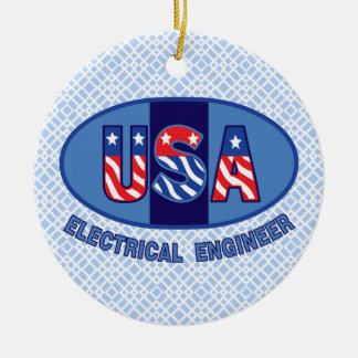 Patriotic Electrical Engineer Ceramic Ornament