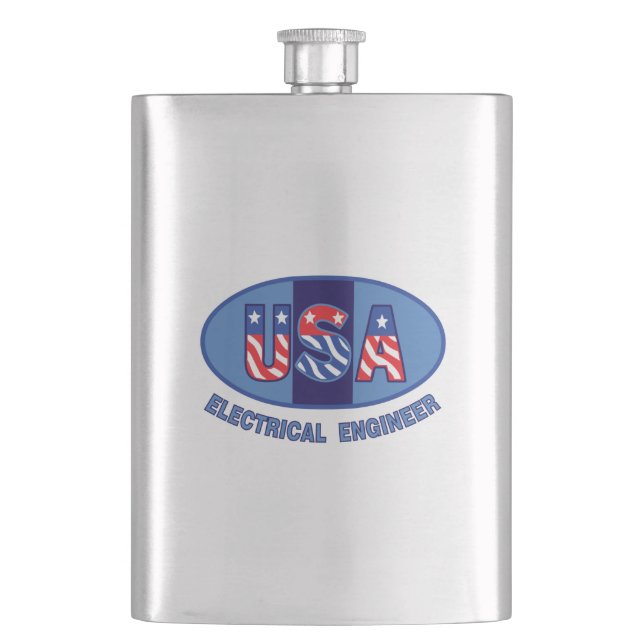 Patriotic Electrical Engineer Hip Flask (Front)