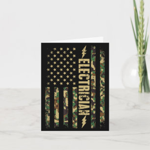 Patriotic electrician american flag camouflage 4th card