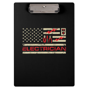 Patriotic Electrician American Flag Christmas Fars Clipboard