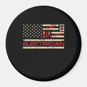 Patriotic Electrician American Flag Christmas Fars Magnet