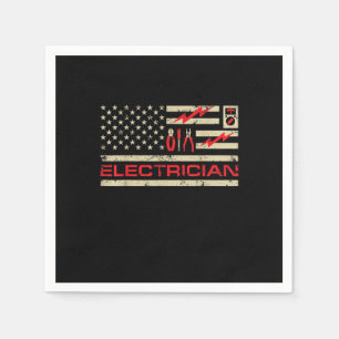 Patriotic Electrician American Flag Christmas Fars Napkin