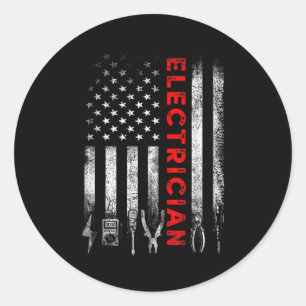 Patriotic Electrician American Flag Fathers Day Classic Round Sticker