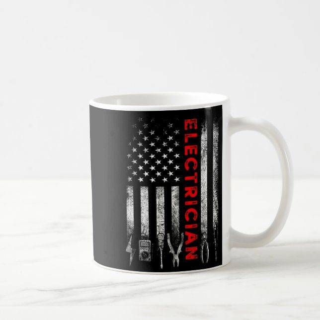 Patriotic Electrician American Flag Fathers Day  Coffee Mug (Right)
