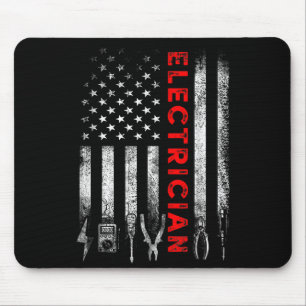 Patriotic Electrician American Flag Fathers Day Mouse Pad