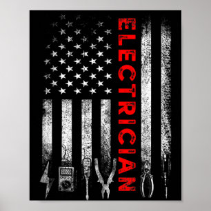 Patriotic Electrician American Flag Fathers Day  Poster