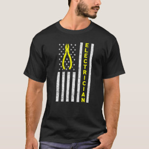 Patriotic Electrician American USA Flag Funny Line T-Shirt