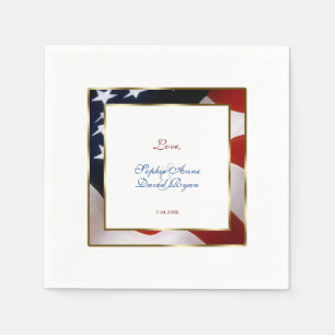 Patriotic, Elegant USA Flag Gold Frame Wedding Napkin