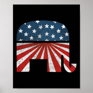 Patriotic Elephant American Flag Usa Republican Pa Poster