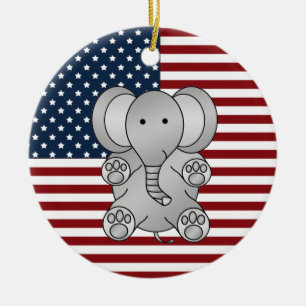 Patriotic elephant ceramic ornament