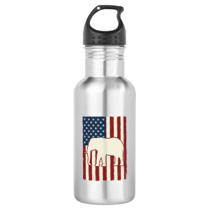 Patriotic Elephant Flag Vintage Vector Design_1 532 Ml Water Bottle