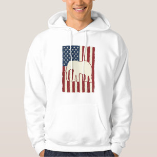 Patriotic Elephant Flag Vintage Vector Design_1 Hoodie
