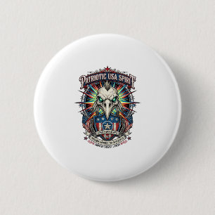 Patriotic End Of Days Eagle Skull Zombie Apocalyps 2 Inch Round Button