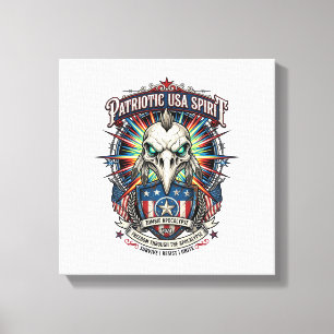 Patriotic End Of Days Eagle Skull Zombie Apocalyps Canvas Print