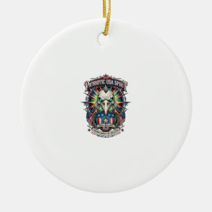 Patriotic End Of Days Eagle Skull Zombie Apocalyps Ceramic Ornament