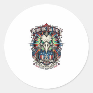 Patriotic End Of Days Eagle Skull Zombie Apocalyps Classic Round Sticker