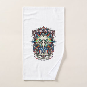 Patriotic End Of Days Eagle Skull Zombie Apocalyps Hand Towel